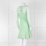 Sandro Pale Green Lace Long Sleeve Short Dress