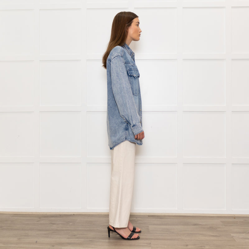 Isabel Marant Etoile Blue Denim Popper Front Oversized Shirt