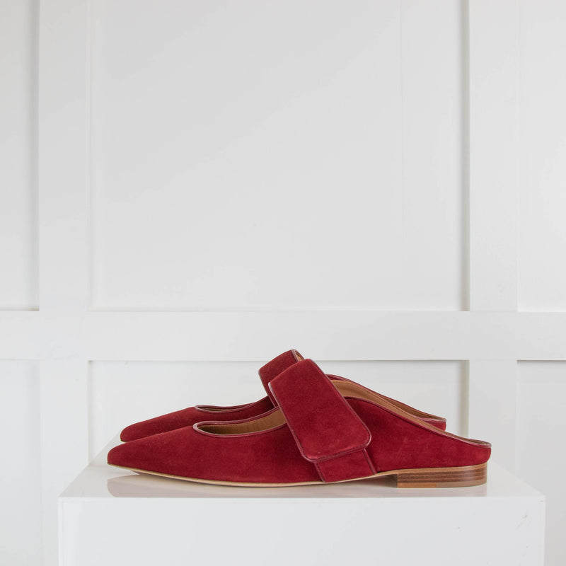 Malone Souliers Burgundy Open Heel Pointed Flats