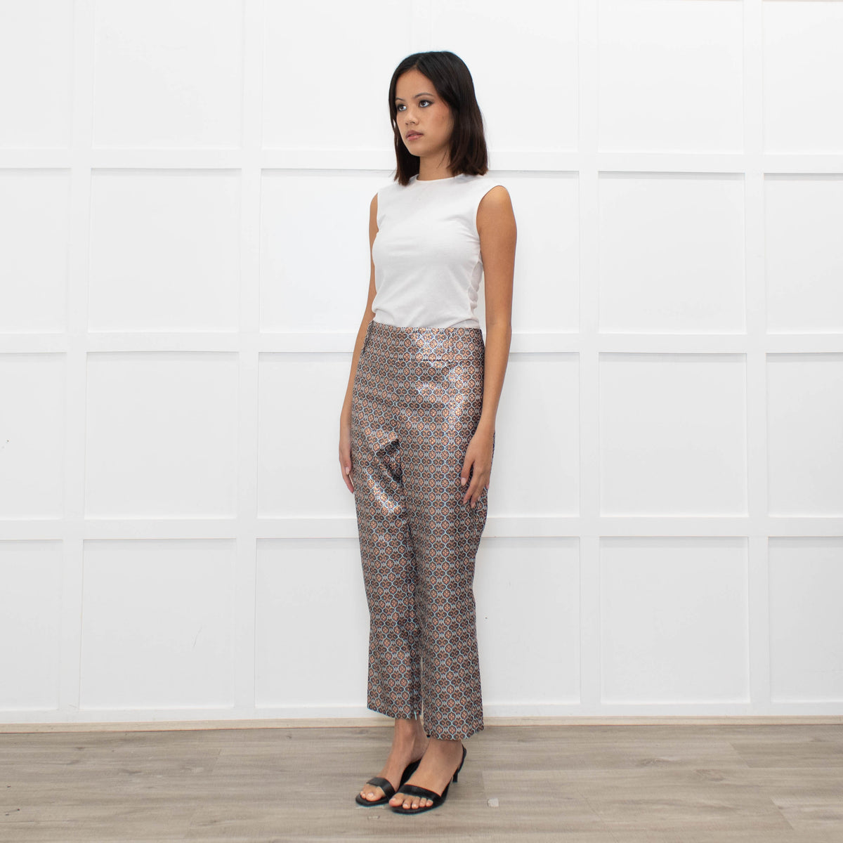 Alice + Olivia Lurex Patterned Ciagrette Trousers