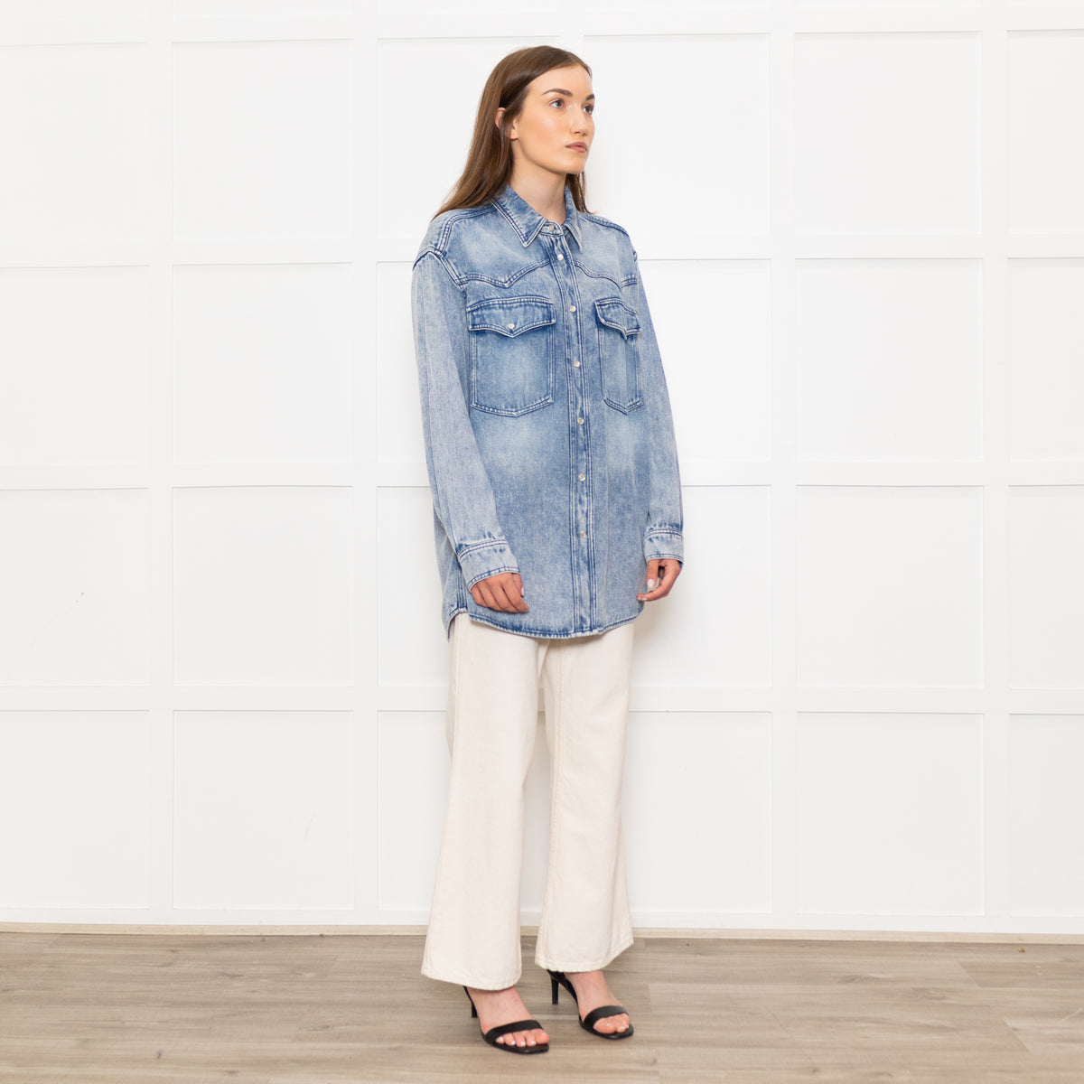 Isabel Marant Etoile Blue Denim Popper Front Oversized Shirt