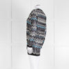 Missoni Black Turquoise Blue And Silver Chevron Open Cardigan