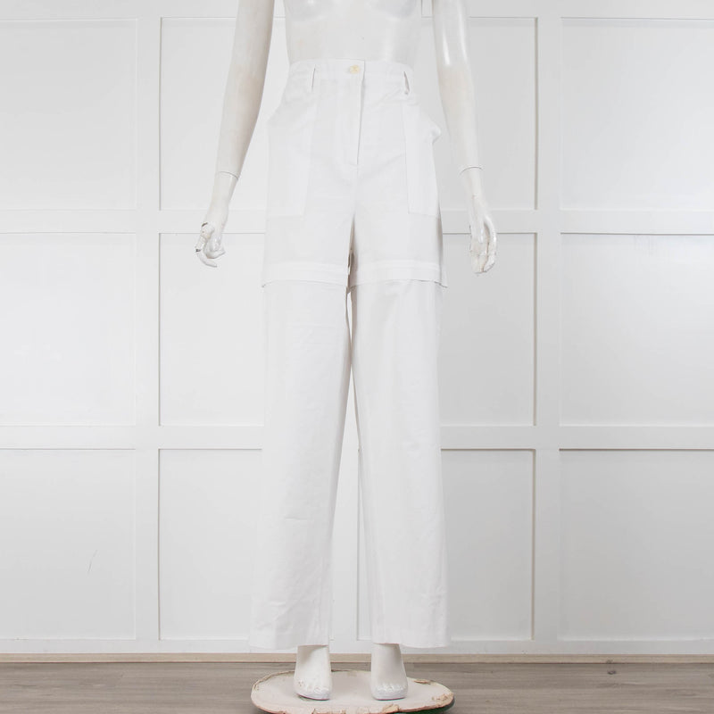 The Frankie Shop White Cotton Mada Convertible Trousers
