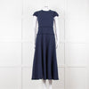 Me + Em Navy Woven Raw Edge Tailored Midi Dress