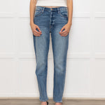 Frame Blue Half Ribbed Hem Denim Trousers