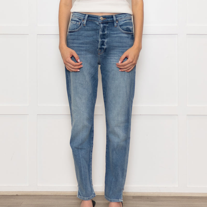 Frame Blue Half Ribbed Hem Denim Trousers