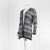 Missoni Black Turquoise Blue And Silver Chevron Open Cardigan
