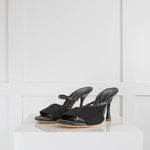 Malone Souliers Black Fabric Strap Heeled Mules