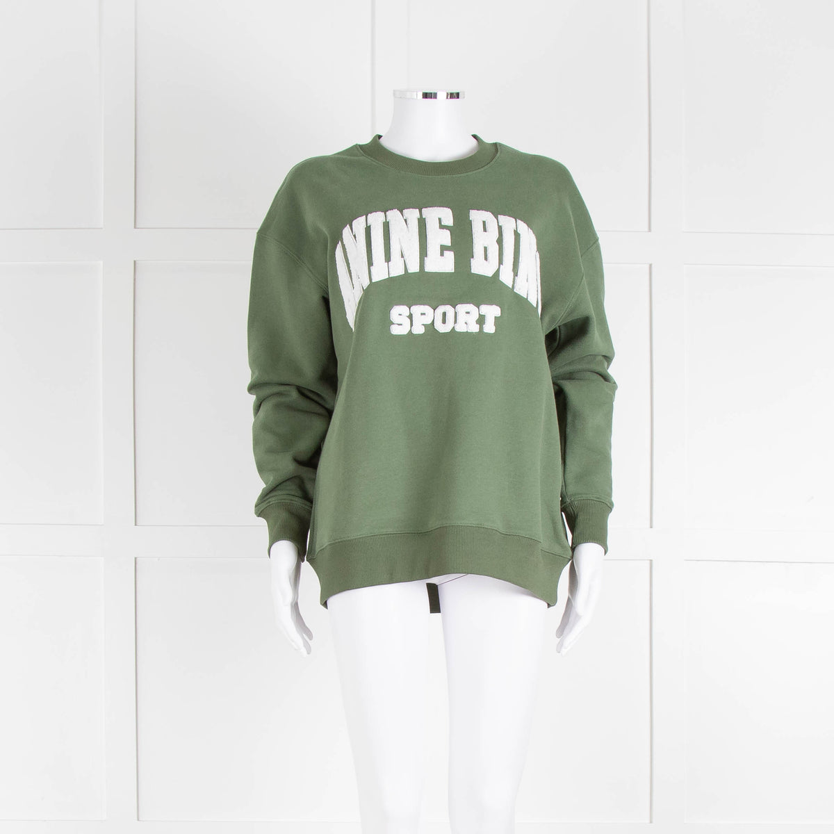 Anine Bing Sage Green Towelling Logo Sweatshirt