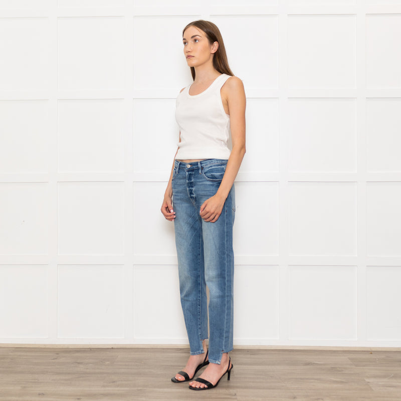 Frame Blue Half Ribbed Hem Denim Trousers