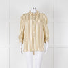Sandro Yellow Striped 3/4 Sleeve Shirt