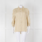 Sandro Yellow Striped 3/4 Sleeve Shirt