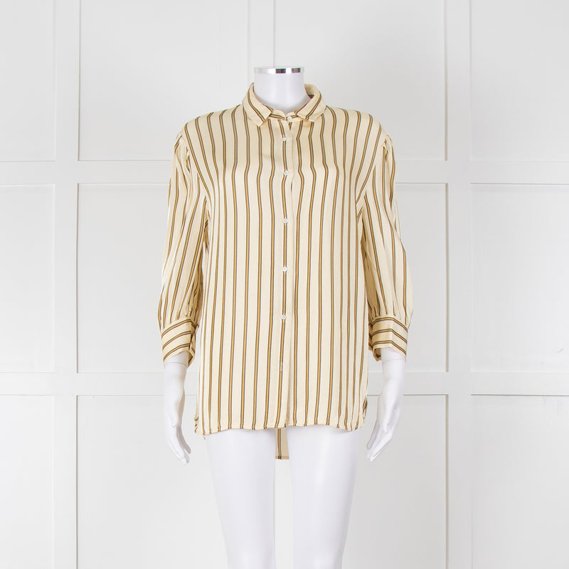 Sandro Yellow Striped 3/4 Sleeve Shirt