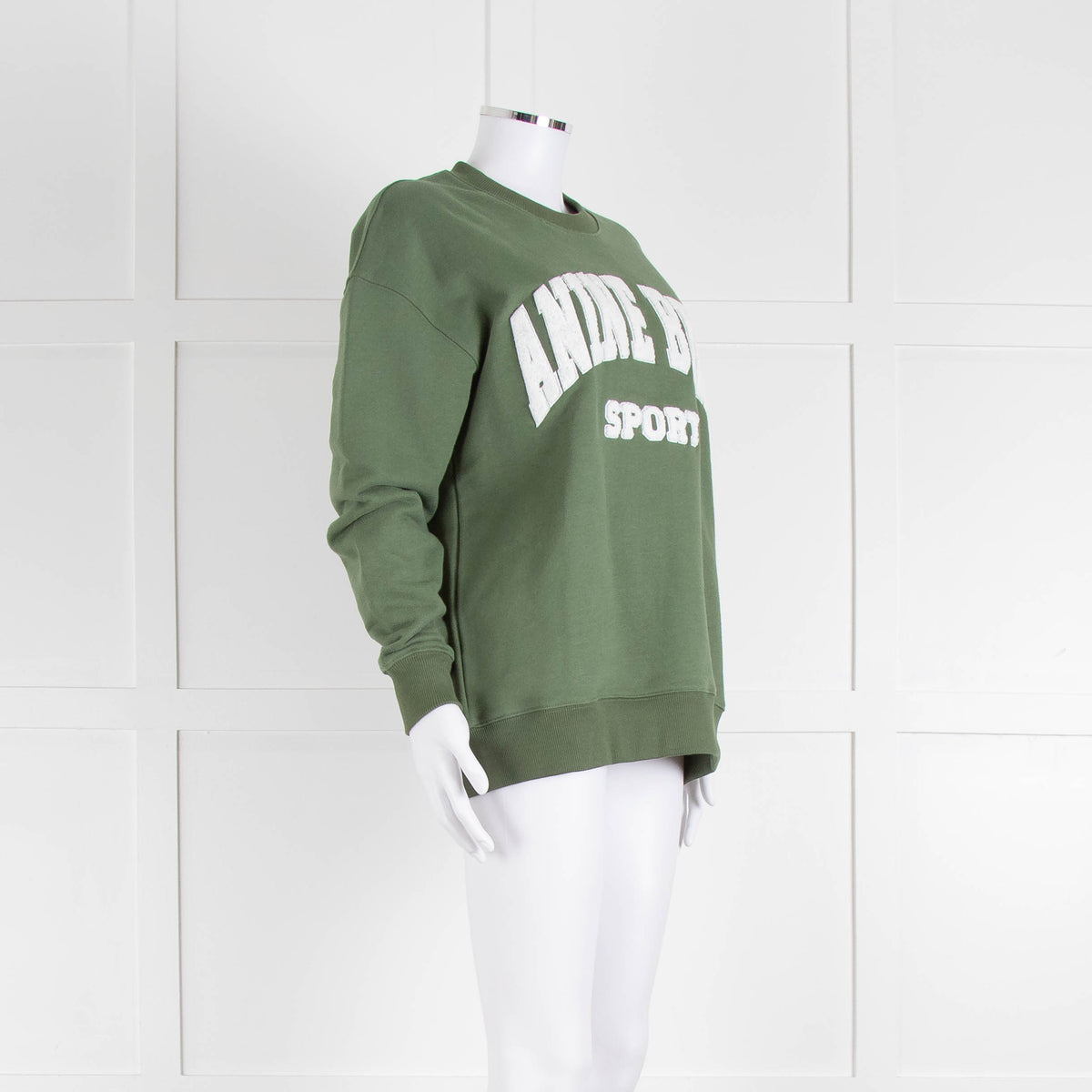 Anine Bing Sage Green Towelling Logo Sweatshirt