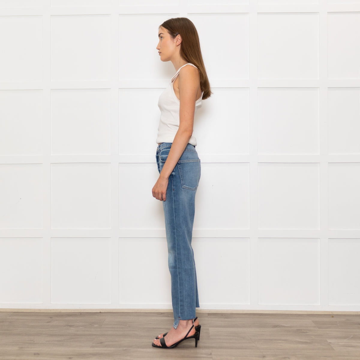 Frame Blue Half Ribbed Hem Denim Trousers