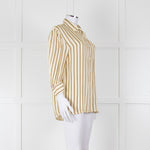 Sandro Yellow Striped 3/4 Sleeve Shirt