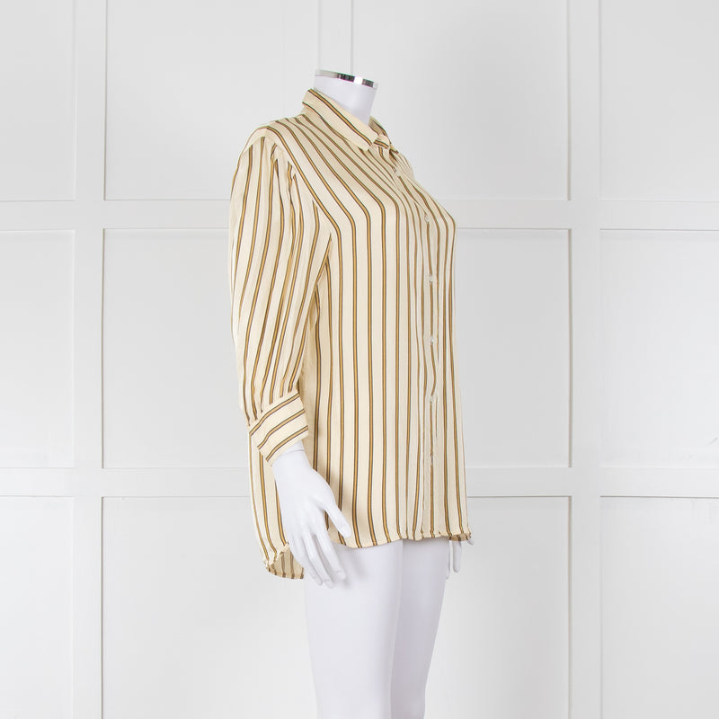 Sandro Yellow Striped 3/4 Sleeve Shirt