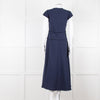 Me + Em Navy Woven Raw Edge Tailored Midi Dress