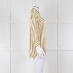 Sandro Yellow Striped 3/4 Sleeve Shirt