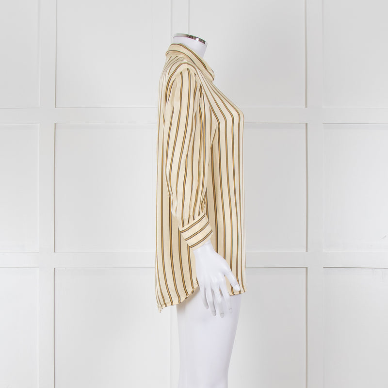 Sandro Yellow Striped 3/4 Sleeve Shirt