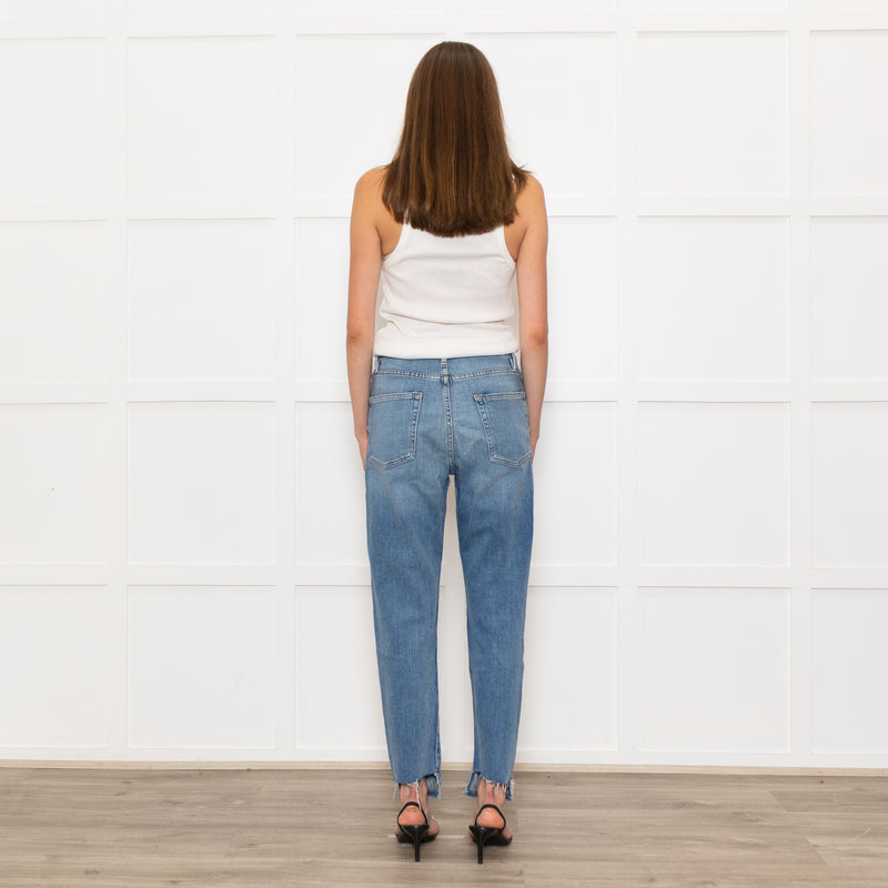 Frame Blue Half Ribbed Hem Denim Trousers
