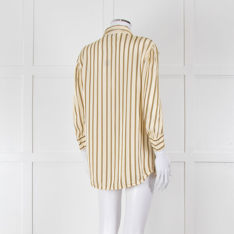 Sandro Yellow Striped 3/4 Sleeve Shirt