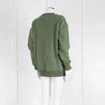 Anine Bing Sage Green Towelling Logo Sweatshirt