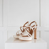 Malone Souliers Cream Satin Platform Heeled Sandals