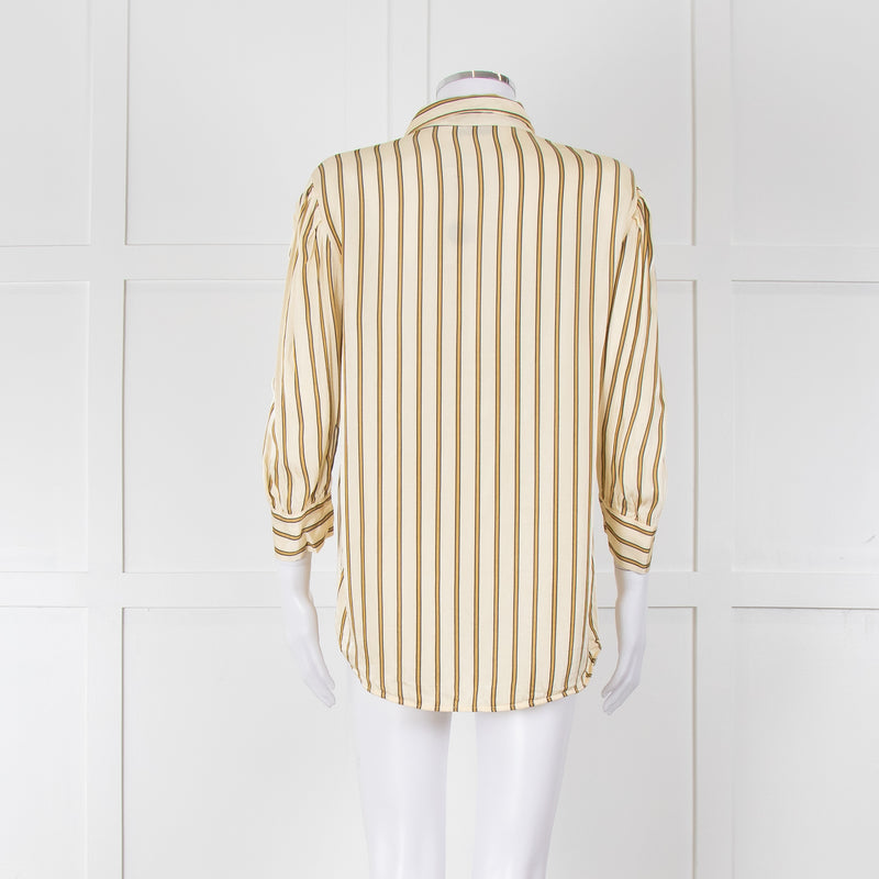 Sandro Yellow Striped 3/4 Sleeve Shirt