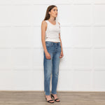 Frame Blue Half Ribbed Hem Denim Trousers