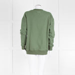 Anine Bing Sage Green Towelling Logo Sweatshirt
