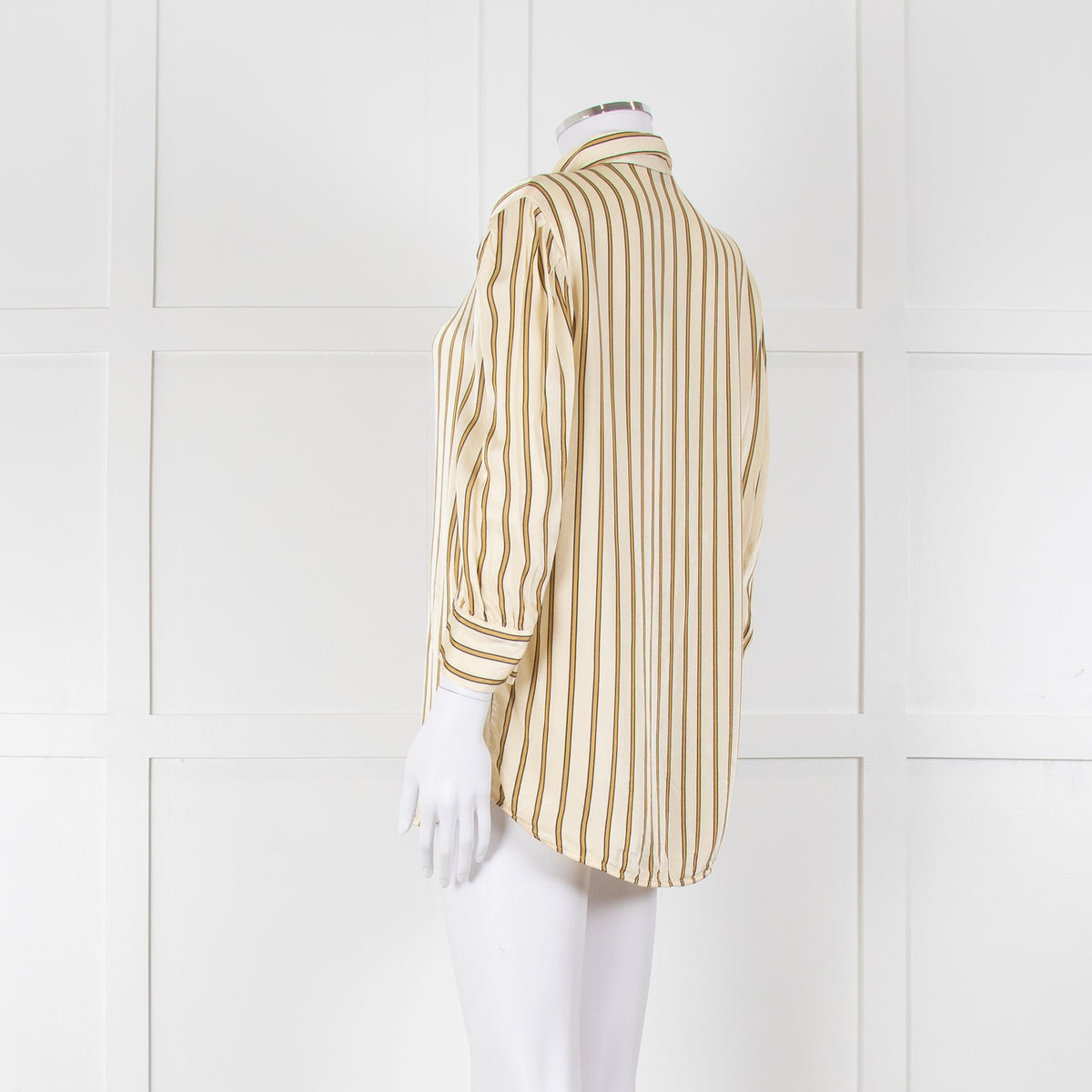 Sandro Yellow Striped 3/4 Sleeve Shirt