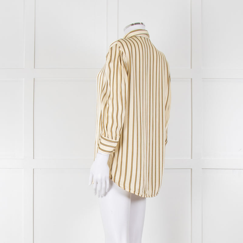 Sandro Yellow Striped 3/4 Sleeve Shirt