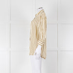 Sandro Yellow Striped 3/4 Sleeve Shirt