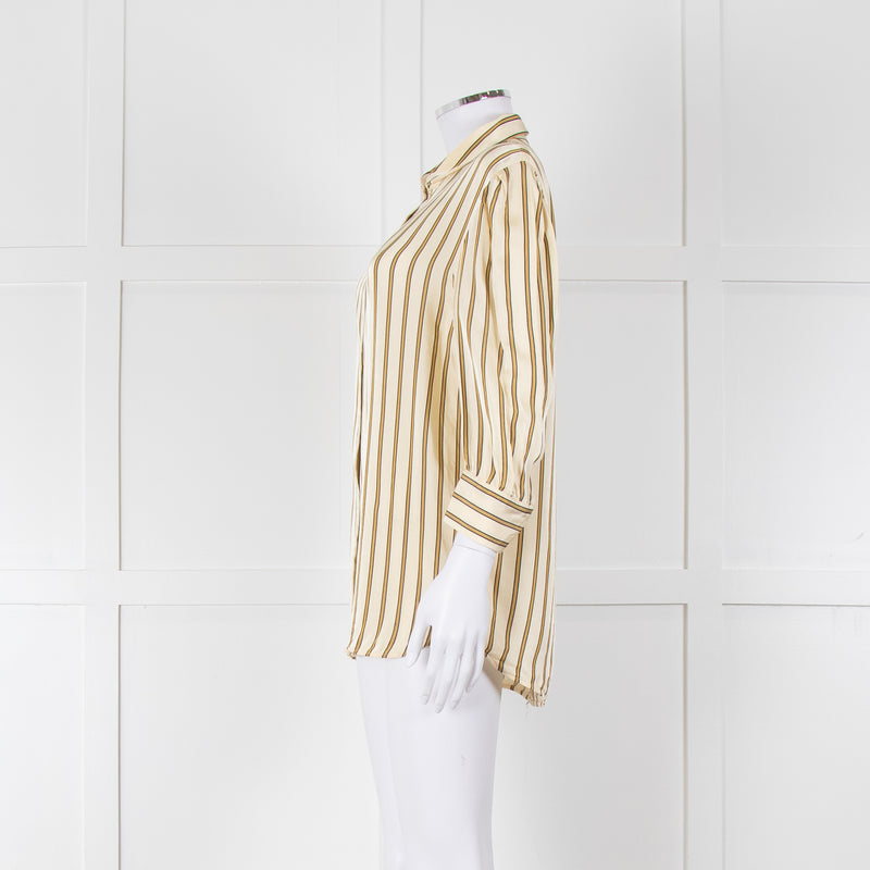 Sandro Yellow Striped 3/4 Sleeve Shirt