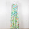 Charo Ruiz Green and Blue Smocked Midi Dress