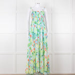 Charo Ruiz Green and Blue Smocked Midi Dress