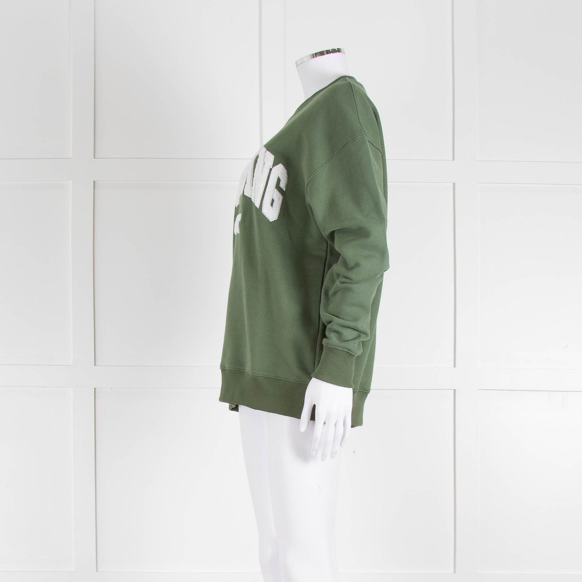 Anine Bing Sage Green Towelling Logo Sweatshirt