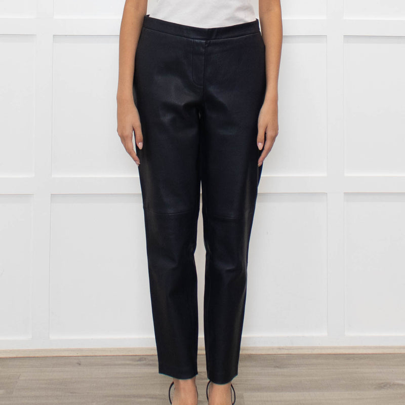 Theory Blue Leather Leggings