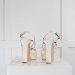 Malone Souliers Cream Satin Platform Heeled Sandals