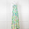 Charo Ruiz Green and Blue Smocked Midi Dress