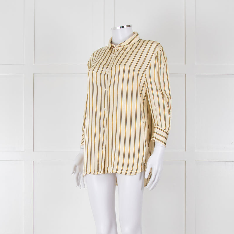 Sandro Yellow Striped 3/4 Sleeve Shirt