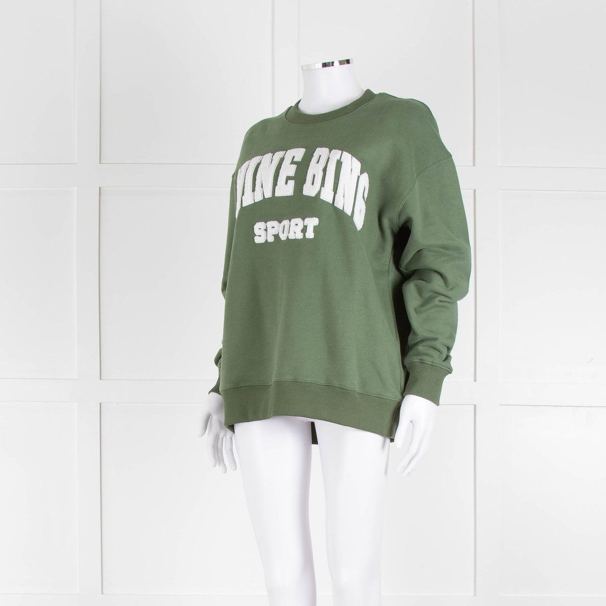 Anine Bing Sage Green Towelling Logo Sweatshirt