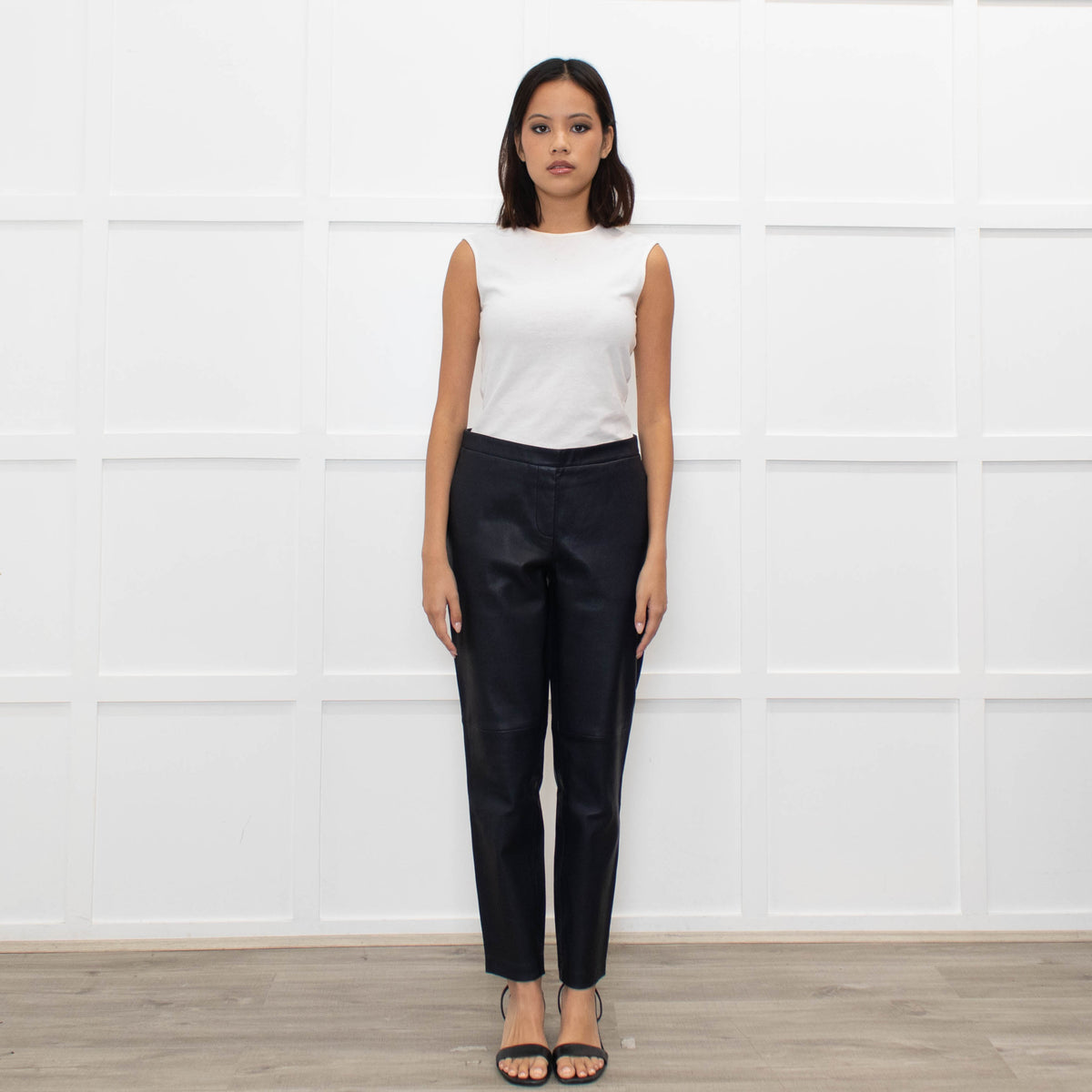 Theory Blue Leather Leggings