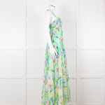 Charo Ruiz Green and Blue Smocked Midi Dress