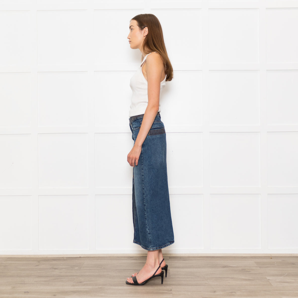 Ba&Sh Blue Denim Pencil Midi Skirt