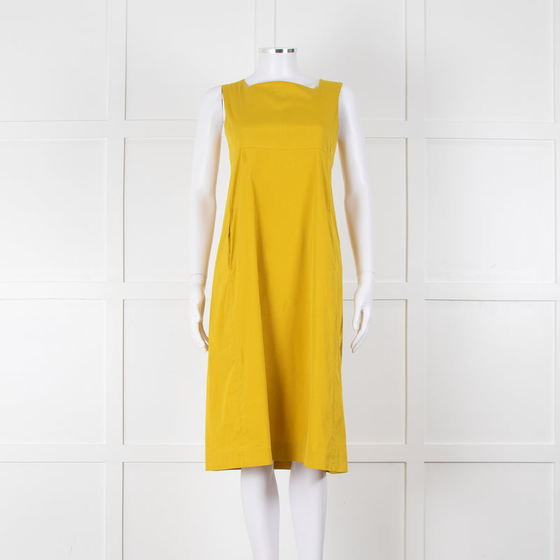 S Max Mara Yellow Ochre High Waisted Sleeveless Dress