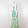 Charo Ruiz Green and Blue Smocked Midi Dress