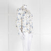 Me + Em Cream Blouse with Frill Neck and Blue Floral Print