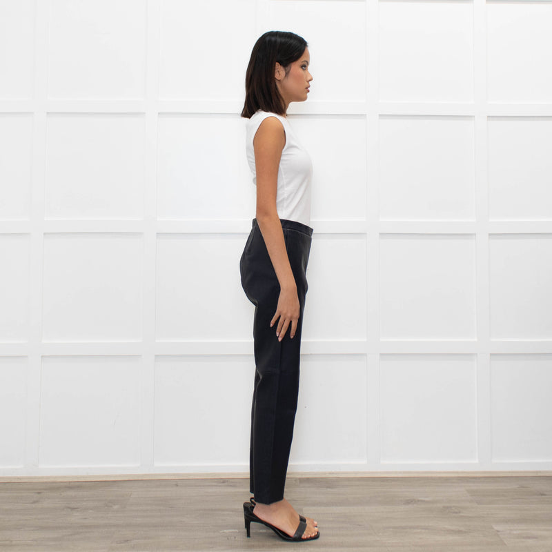 Theory Blue Leather Leggings